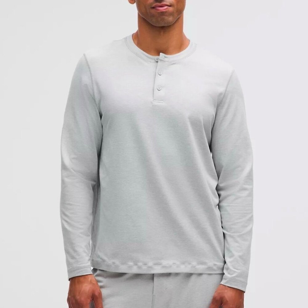 Lululemon Soft Jersey Long-Sleeve Henley - Heathered Vapor - Size XL - LM3FN1S